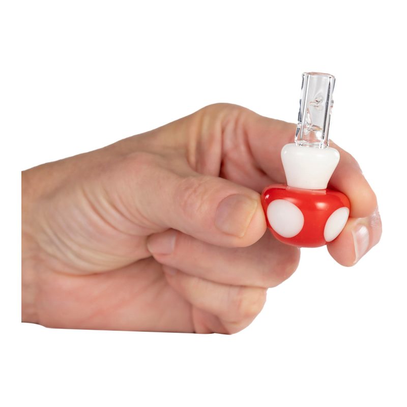 drip tip mushroom in hand view