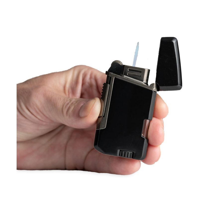 dynavap duality torch lighter black in hand single flame