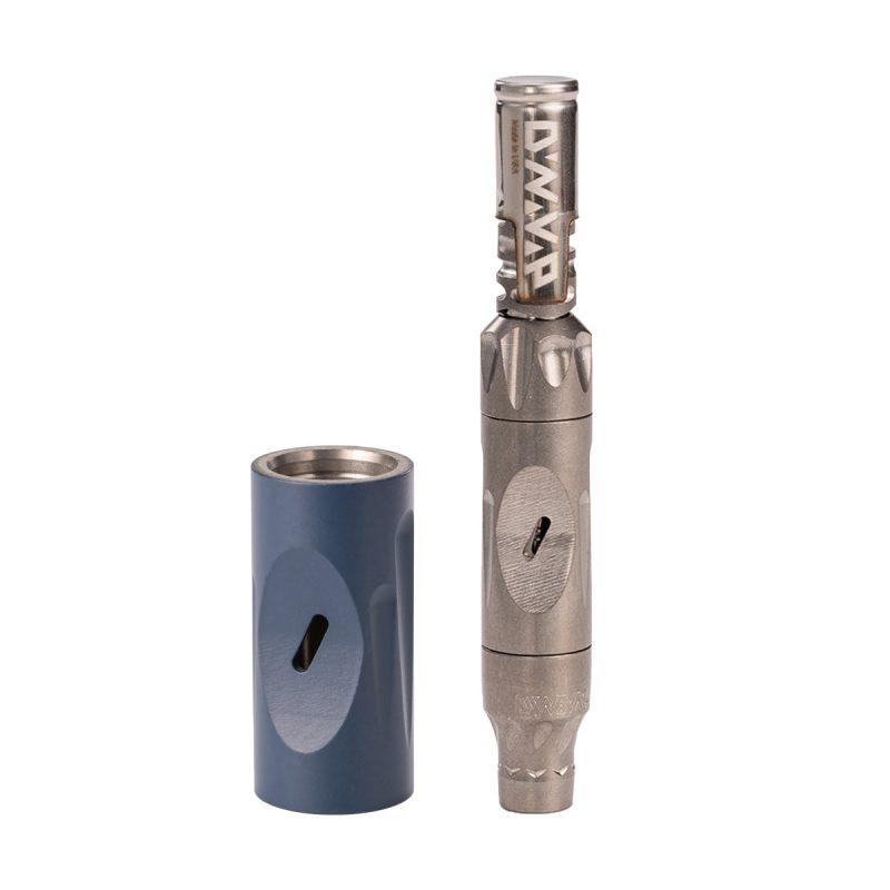 dynavap vong vaporizer titanium with blue sleeves