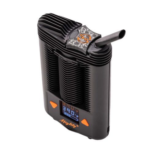 mighty plus vaporizer by storz and bickel side view with mouthpiece