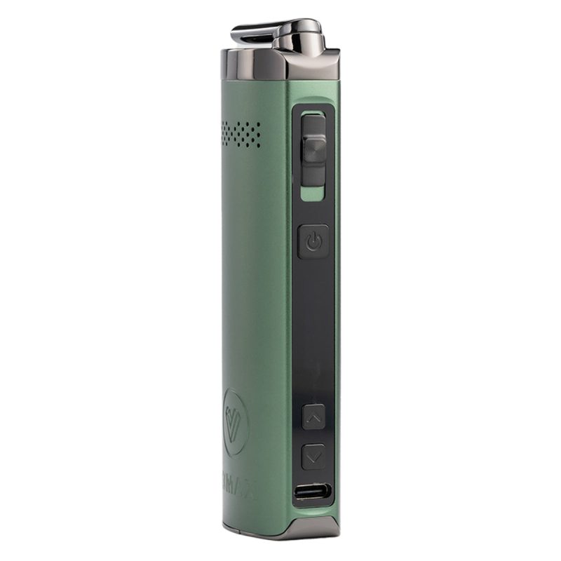 potv xmax starry v4 vaporizer green side view with power buttons