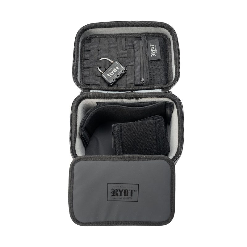 ryot safe case small carbon series travel case black full open view