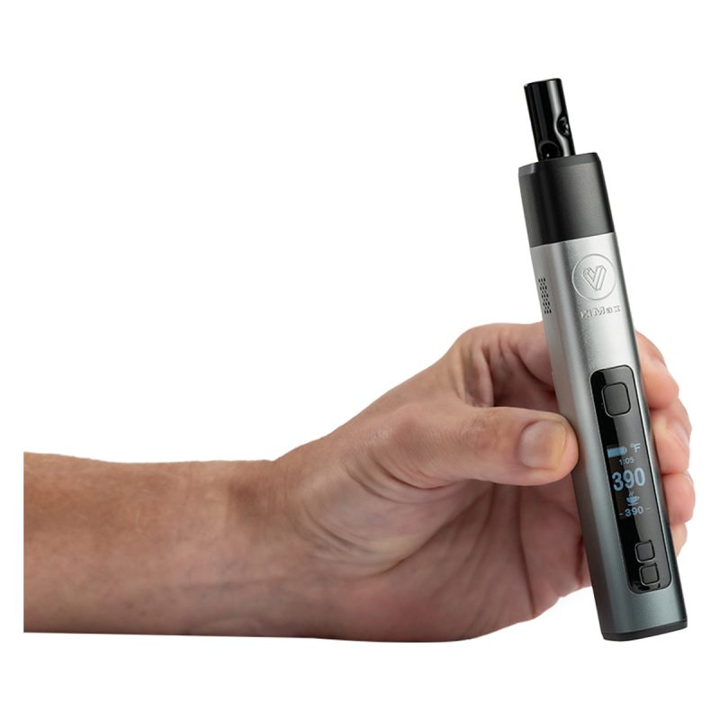 xmax v3 pro potv vaporizer silver in hand view