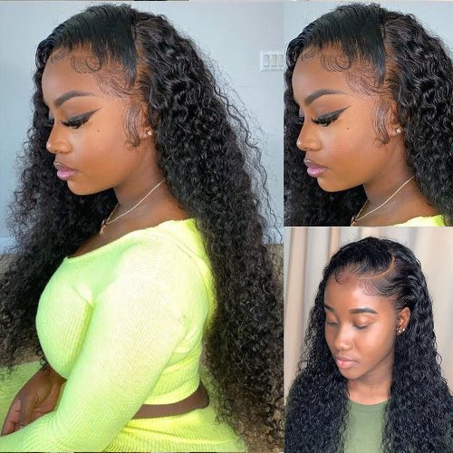 30 34 Inch Deep Wave HD Lace Frontal Wigs for Women Curly Human Hair 13x4 B