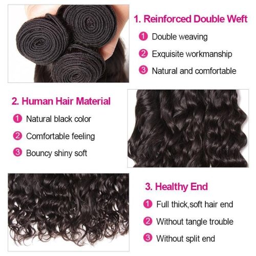 KLAIYI Hair Brazilian Natural Wave Hair Bundles Double Weft Human Hair 3 Piece 8 26 Inch 1