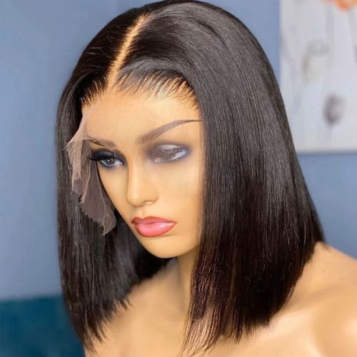 Klaiyi Blunt Cut Bob Lace Front Wigs Human Hair Preplucked Middle Part Short Lace Wig 3c8e72aa f0a8 46a5 9b33 d8c130e89ea2