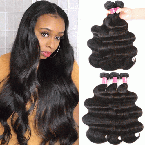 Klaiyi Brazilian Hair Body Wave Human Virgin Hair Weft 3 or 4 Bundles