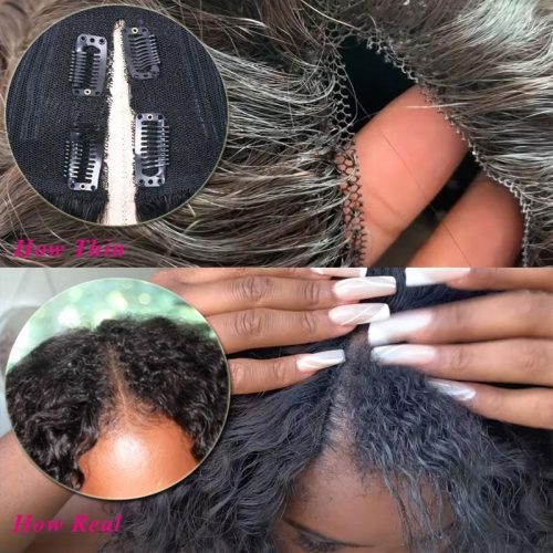 Klaiyi Curly V Part Wig Friendly to Thin Hair Upgraded U Thin Part Wig Meet Real Scalp Hairline with No Leave Out No Glue 1 b687a3d5 b965 458a 8edb 90d3b1f36699