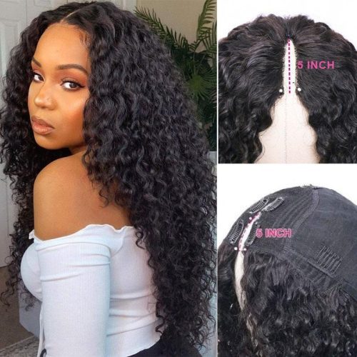 Klaiyi Curly V Part Wig Friendly to Thin Hair Upgraded U Thin Part Wig Meet Real Scalp Hairline with No Leave Out No Glue 2 4bced981 6aed 4fc1 aa8d 185903630b33