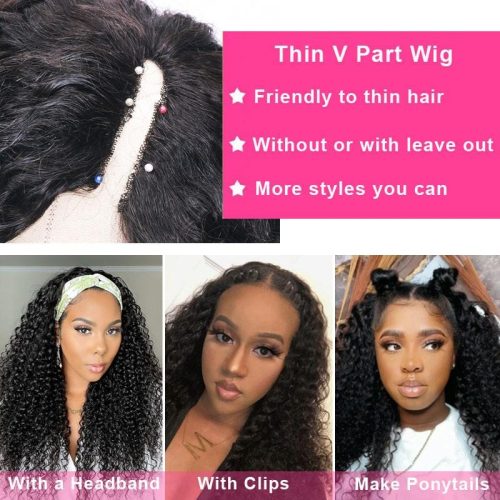 Klaiyi Curly V Part Wig Friendly to Thin Hair Upgraded U Thin Part Wig Meet Real Scalp Hairline with No Leave Out No Glue 5 31850361 b1b1 4f02 a424 37dea2625f7b