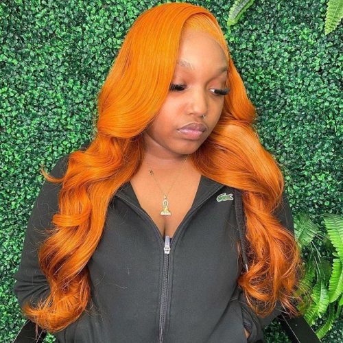 Klaiyi Ginger Orange Lace Wig T Part Body Wave Virgin Human Hair Wigs Pre Plucked 14 24 Inches 3 b7c489ca 879b 40e8 8d4f 1351e8d88dac