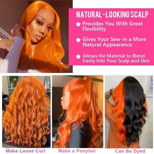 Klaiyi Ginger Orange Lace Wig T Part Body Wave Virgin Human Hair Wigs Pre Plucked 14 24 Inches 6