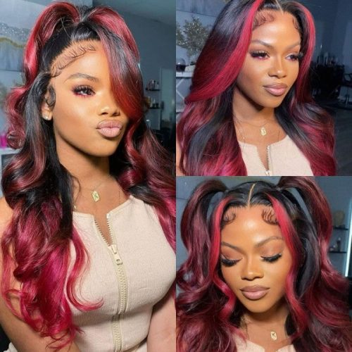 Klaiyi highlight burgundy red hair wigs 2 5232892f d96a 4238 ba6e b9d9be60d65b