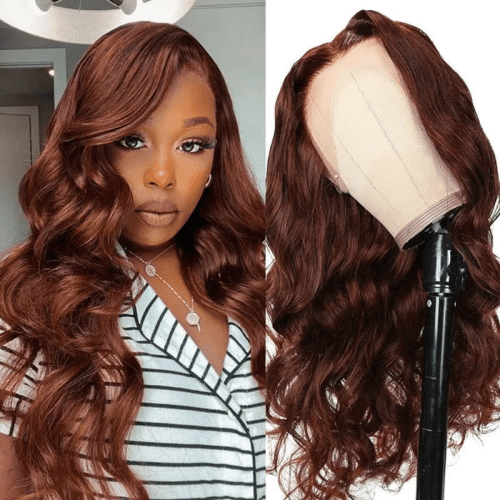 Klaiyi70 OffFlashSaleReddishBrownLaceWigBrunetteAuburnCopperHumanHair 1