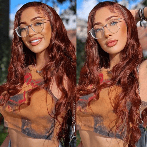 Klaiyi70 OffFlashSaleReddishBrownLaceWigBrunetteAuburnCopperHumanHair 2