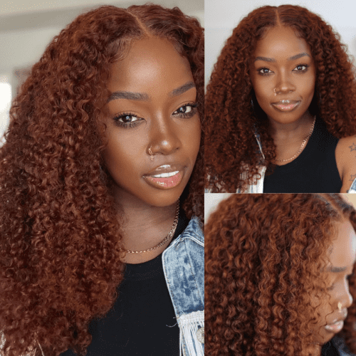 KlaiyiAuburnBrownColor13x4GluelessLaceFrontalWigKinkyCurlyHumanHair 21855d9f d4b7 4b48 a330 86e55c0e975a