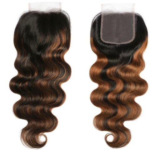 KlaiyiBalayageHairColor3BundleswithLaceClosurePrePluckedFreePartHighlightsOmbreColorBundlesBodyWave 2