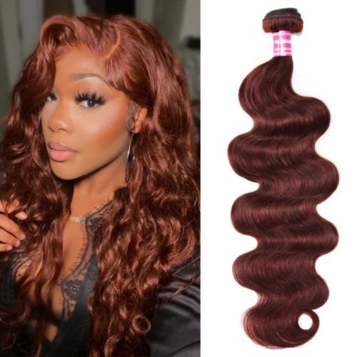 KlaiyiBodyWaveAuburnCopperBrownColorHumanHair3or4BundlesDeals 1