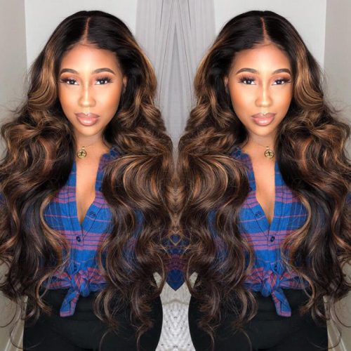 KlaiyiBodyWaveVPartWigsMixedDarkAuburnOmbreBalayageColorVirginHumanHair 2