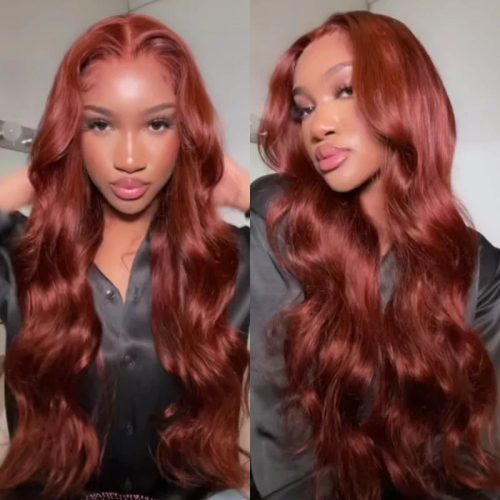 KlaiyiBrunetteAuburnCopper4x4LacePartWigReddishBrownColorVirginHumanHair 1 1b07d5a7 5d26 4de5 96c9 1cf10ff43e89