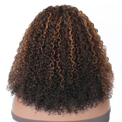 KlaiyiFlashSale16InchesMixBrownCopperRedColorLaceClosureWigTPartJerryCurl 5