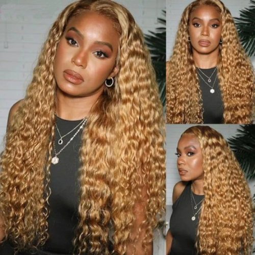 KlaiyiHoneyBlondeWaterWave13x4LaceFrontWig100 HumanHairWigsLightBrownColor 1 2427cc7c c468 4067 8934 97f7d803e804