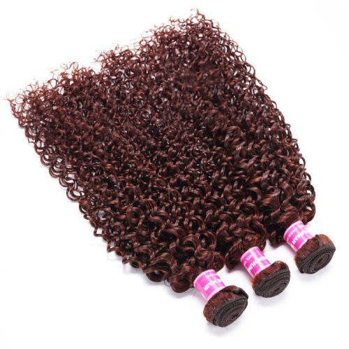 KlaiyiJerryCurlHumanHairWeave3or4BundlesExtensionsReddishBrownColor 2