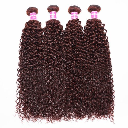 KlaiyiJerryCurlHumanHairWeave3or4BundlesExtensionsReddishBrownColor 3