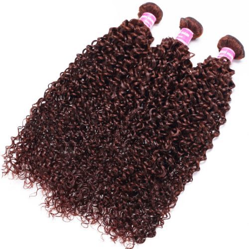 KlaiyiJerryCurlHumanHairWeave3or4BundlesExtensionsReddishBrownColor 4