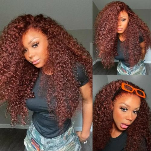 KlaiyiJerryCurlHumanHairWeave3or4BundlesExtensionsReddishBrownColor 6