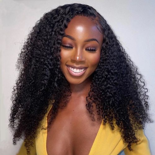 KlaiyiKinkyCurly5x5HDTransparentLaceClosureGluelessWig180 DensityFlashSale 1