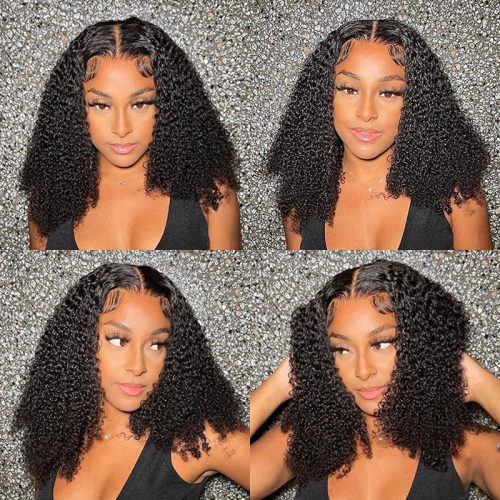 KlaiyiKinkyCurly5x5HDTransparentLaceClosureGluelessWig180 DensityFlashSale 5