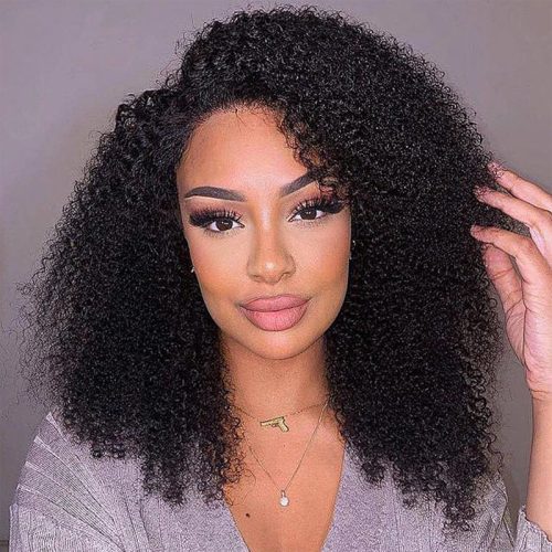 KlaiyiKinkyCurly5x5HDTransparentLaceClosureGluelessWig180 DensityFlashSale 7