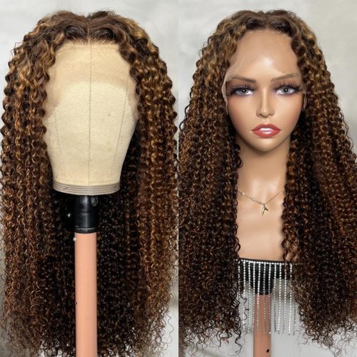 KlaiyiOmbreHighlightPianoColorJerryCurlyLaceFrontWigBrownGoldenHumanHairWigs 3 8c8bbd23 d4c2 4734 a100 a17033753628