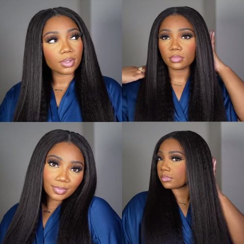 KlaiyiUPartWigBrazilianHairKinkyStraightWigNaturalColor100 HumanHair 2