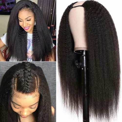 KlaiyiUPartWigBrazilianHairKinkyStraightWigNaturalColor100 HumanHair 5