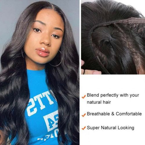 KlaiyiUPartWigHumanHairAfforableGluelessBodyWaveWigs100 HumanHairSuperSoft 6