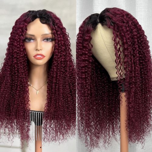 KlaiyiVPartJerryCurlyNoLeaveOutGluelessWigsDarkRoots99JColorHumanHairWigs 2 6f2dc7d0 02a3 47fa a4f5 904b2a1833f8