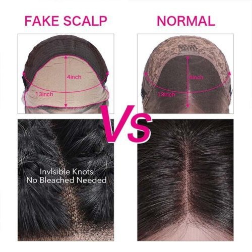 pre made fake scalp human hair lace wig